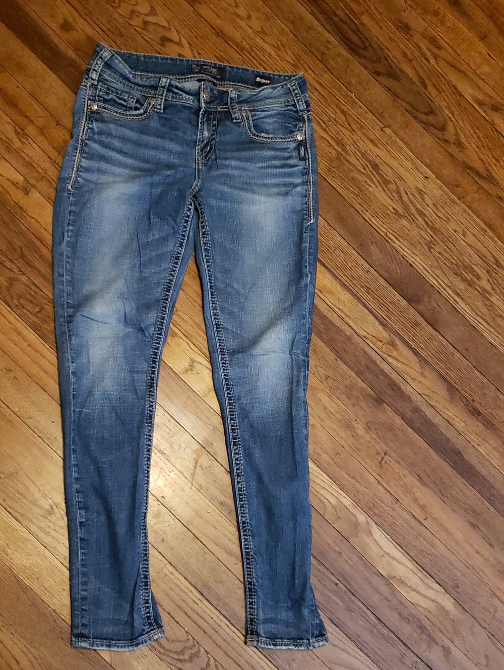 Silver Jeans Distressed Medium Blue Skinny Jeans